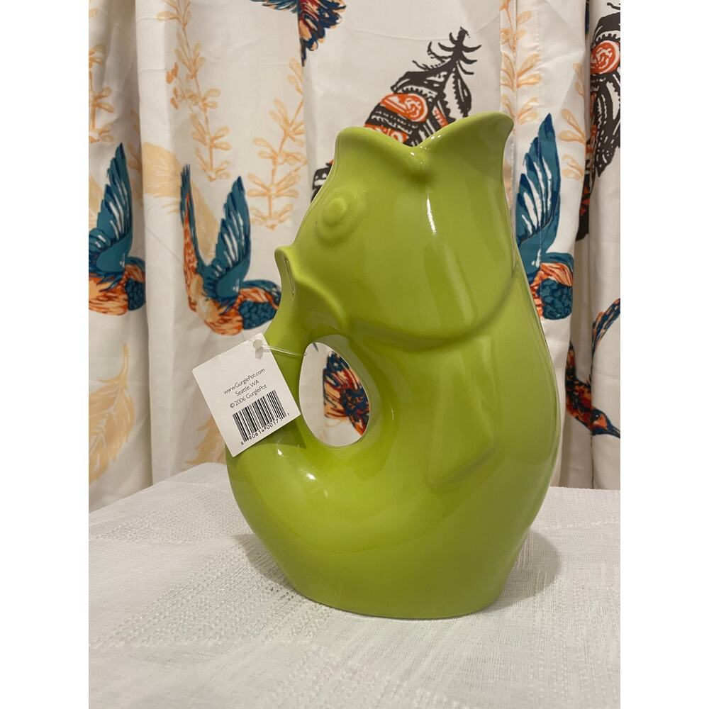 Original Gurglepot Fish Pitcher Light Green, 9.5”